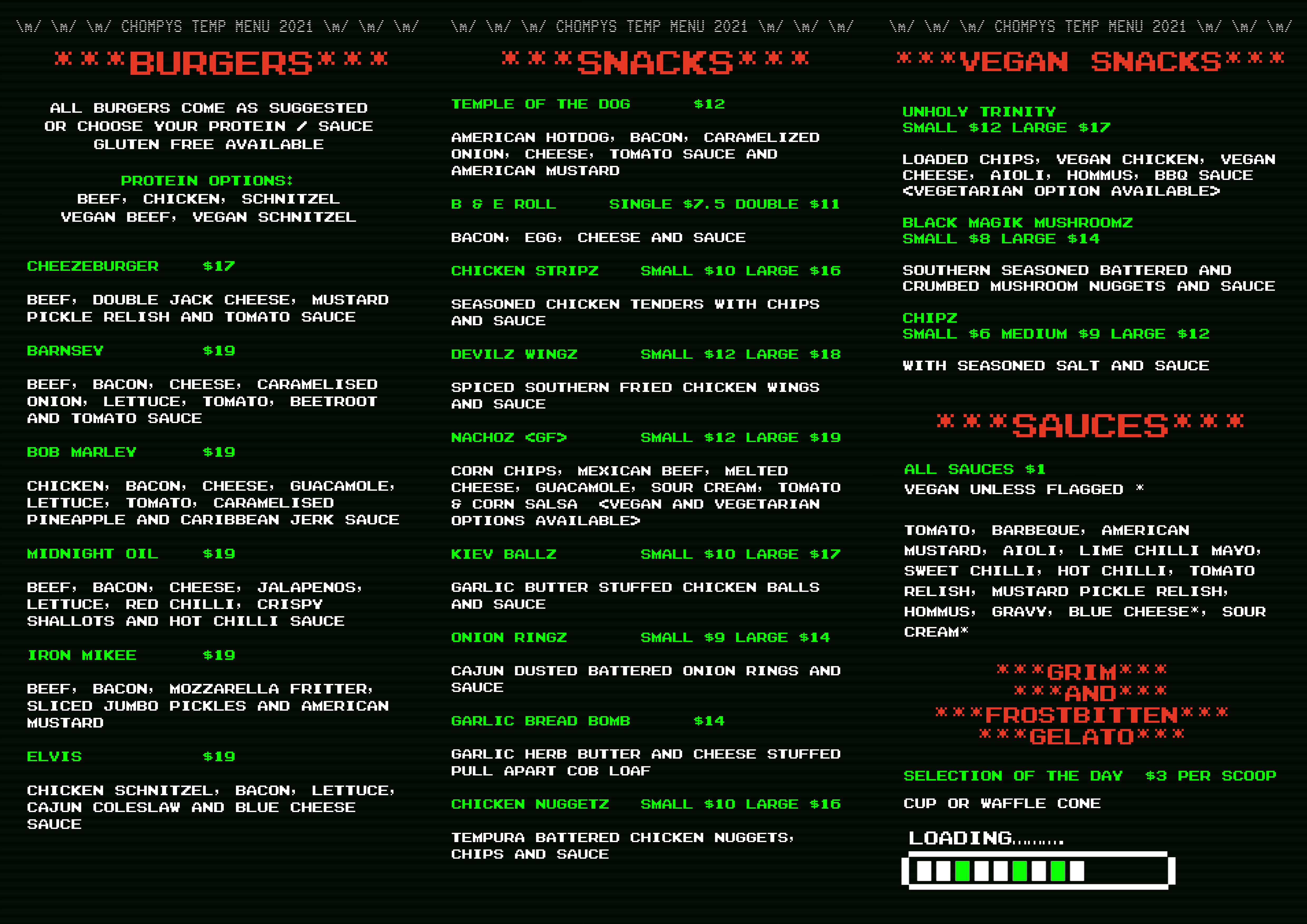 Chompys Menu